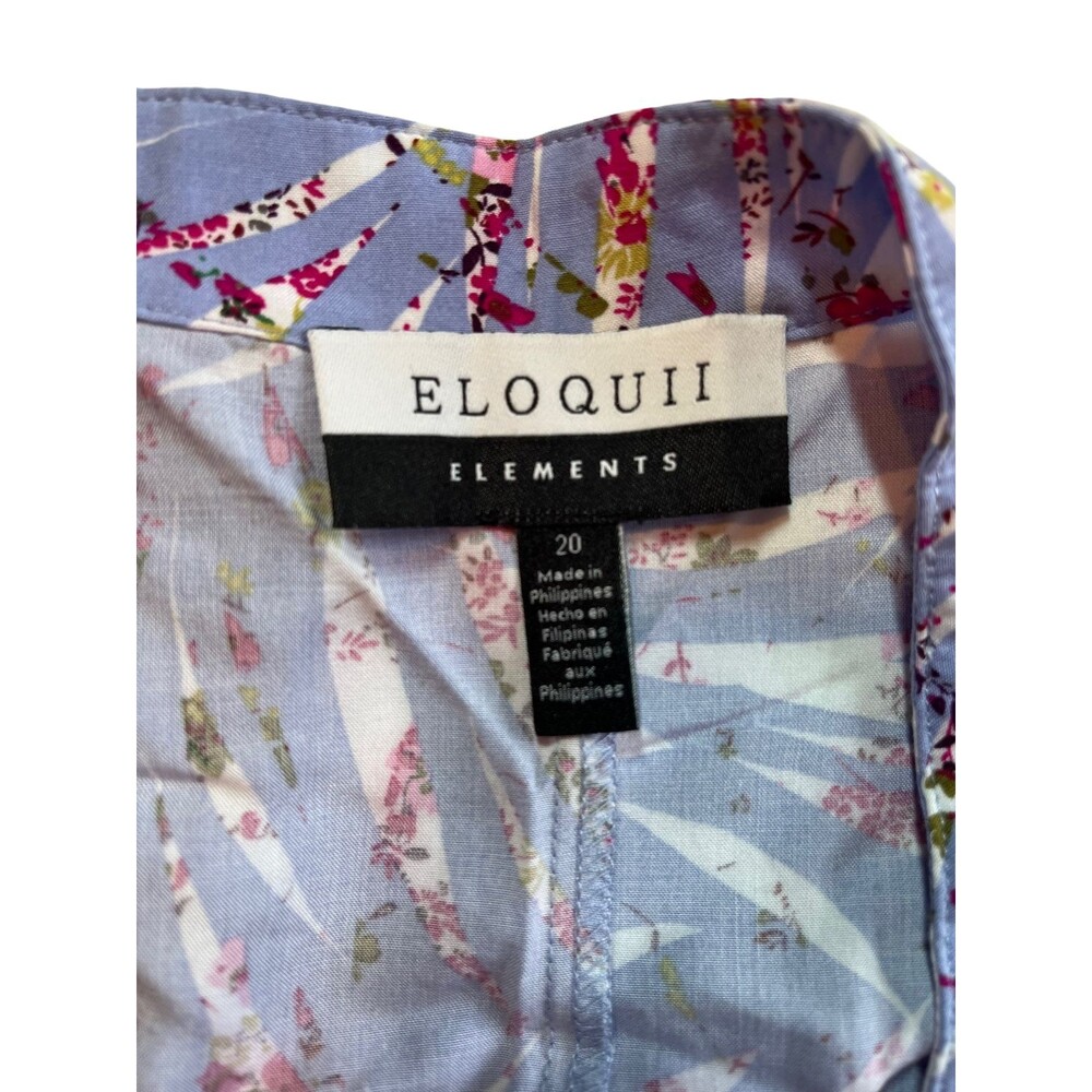 Eloquii Elements‎ Blouse Purple Floral 3/4 Ruched Sleeve Zebra La Vida Plus 20 - Picture 5 of 16